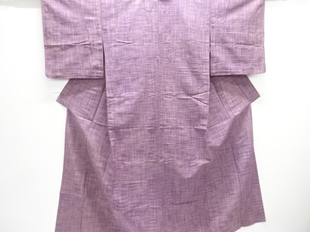 JAPANESE KIMONO / ANTIQUE HITOE KIMONO / SILK / TSUMUGI / WOVEN SMALL GRID